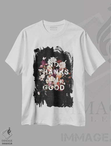 تیشرت سفید طرح دار نه مرسی، خوبم، تزئینی اثر هدر لندیس | فروشگاه ایماژ