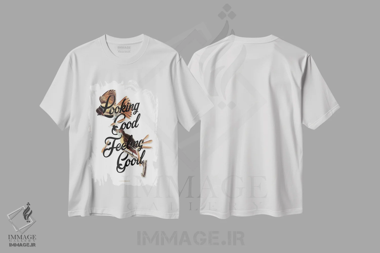 تیشرت سفید طرح دار ظاهر و احساس خوب، تزئینی اثر هدر لندیس | فروشگاه ایماژ