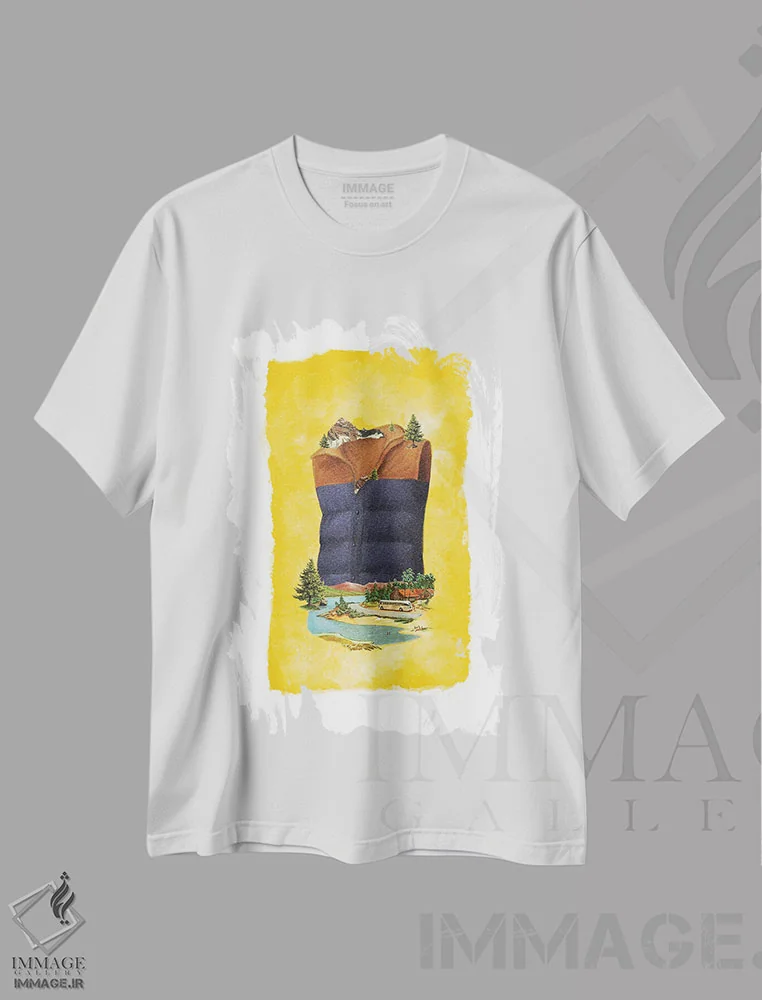تیشرت سفید طرح دار جلیقه ردیفی، تزئینی اثر هدر لندیس | immage.ir