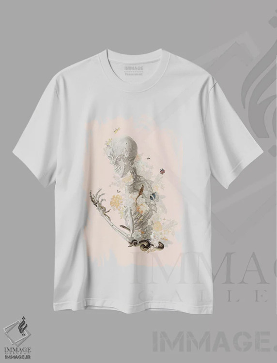 تیشرت سفید طرح دار خطر غریبه ها، دکوراسیون جایگزین اثر هدر لندیس | فروشگاه ایماژ