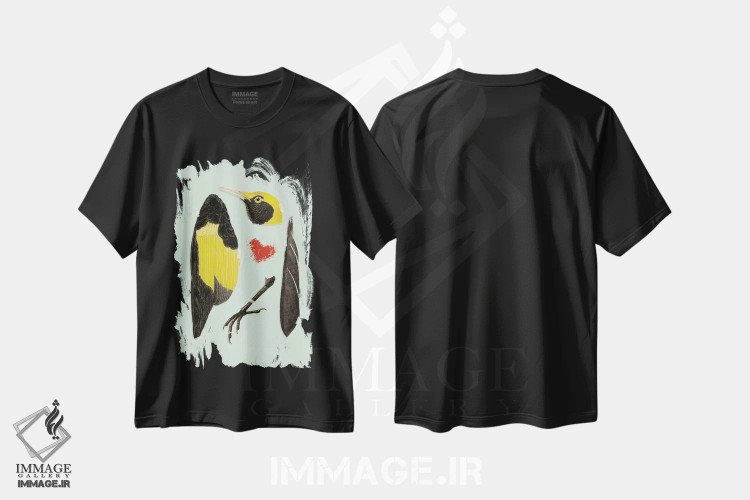 تیشرت مشکی طرح دار پرنده، دکوراسیون جایگزین اثر هدر لندیس | immage.ir