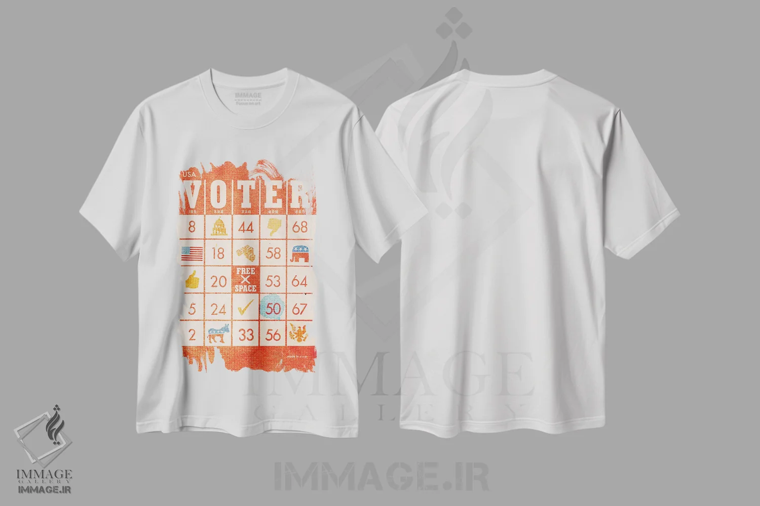 تیشرت سفید طرح دار بازی بینگو رأی دهندگان، تزئینی اثر هدر لندیس | فروشگاه ایماژ