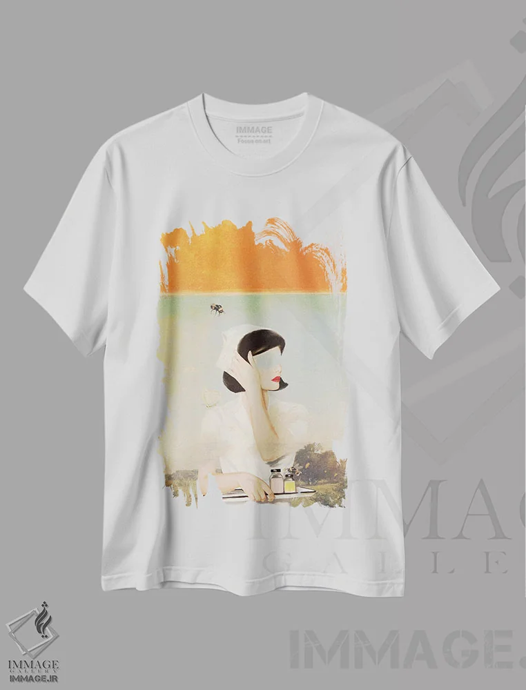 تیشرت سفید طرح دار قانون، تزئینی اثر هدر لندیس | فروشگاه ایماژ
