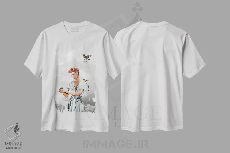 تیشرت سفید طرح دار ضرب سوم، تزئینی اثر هدر لندیس | immage.ir