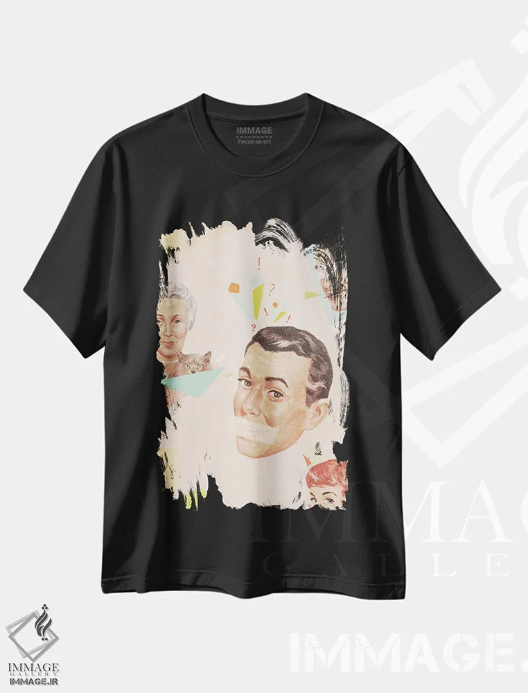 تیشرت مشکی طرح دار اعضای خانواده، تزئینی اثر هدر لندیس | immage.ir