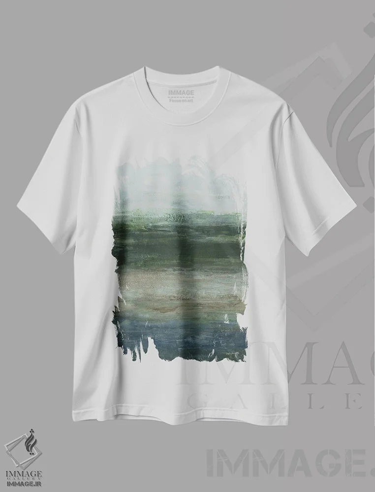 تیشرت سفید طرح دار حرکت آهسته، آبستره اثر هیلی نایتن | immage.ir