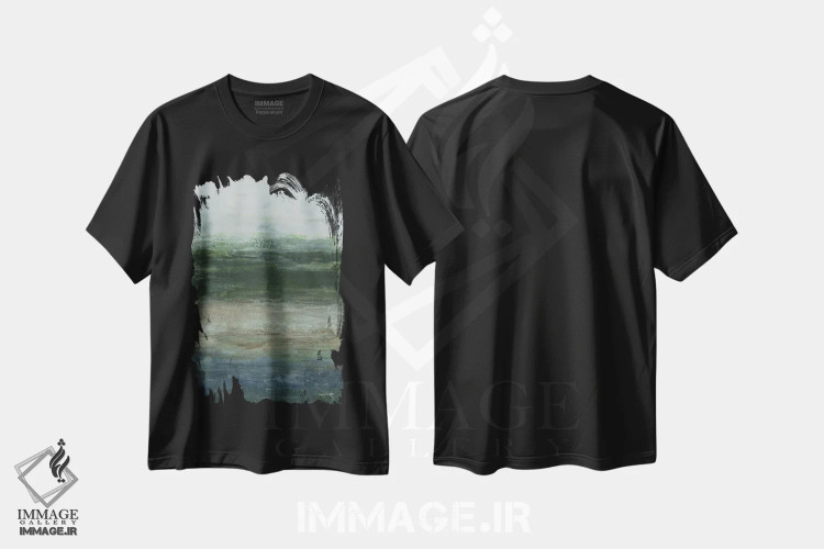 تیشرت مشکی طرح دار حرکت آهسته، آبستره اثر هیلی نایتن | فروشگاه ایماژ