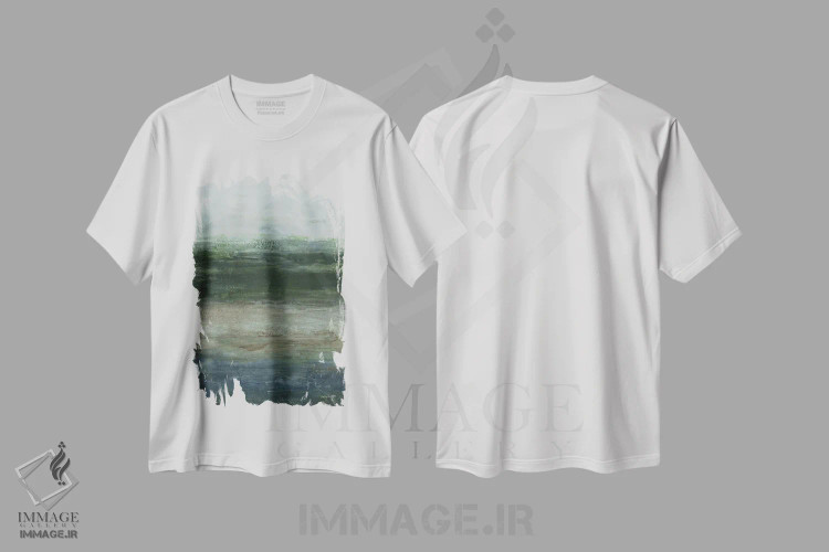 تیشرت سفید طرح دار حرکت آهسته، آبستره اثر هیلی نایتن | immage.ir