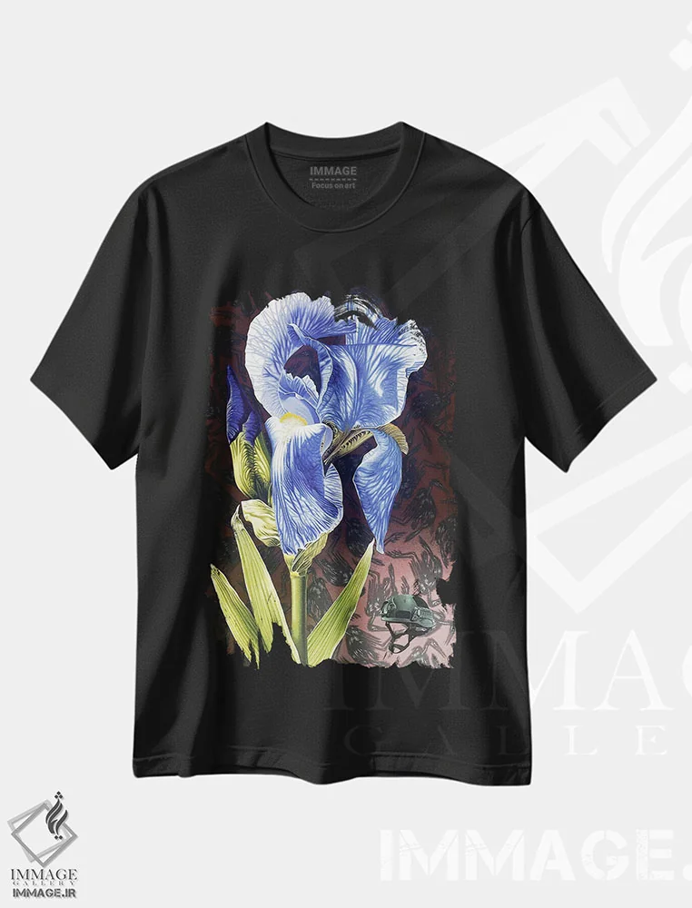 تیشرت مشکی طرح دار بحران زنبق، هنر فاخر معاصر اثر استیفن هال | فروشگاه ایماژ
