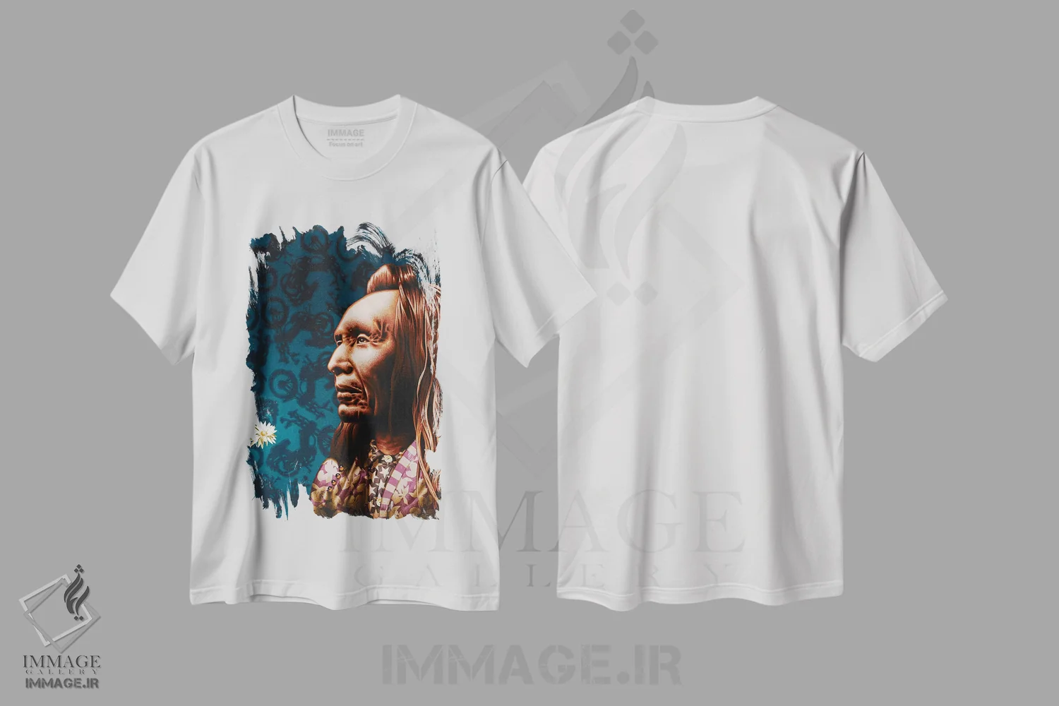 تیشرت سفید طرح دار دو عقاب، هنر فاخر معاصر اثر استیفن هال | immage.ir