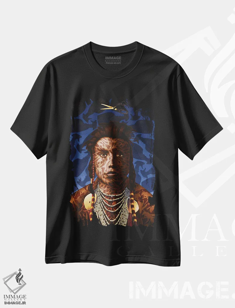 تیشرت مشکی طرح دار گل اسکاتلند، هنر فاخر معاصر اثر استیفن هال | immage.ir