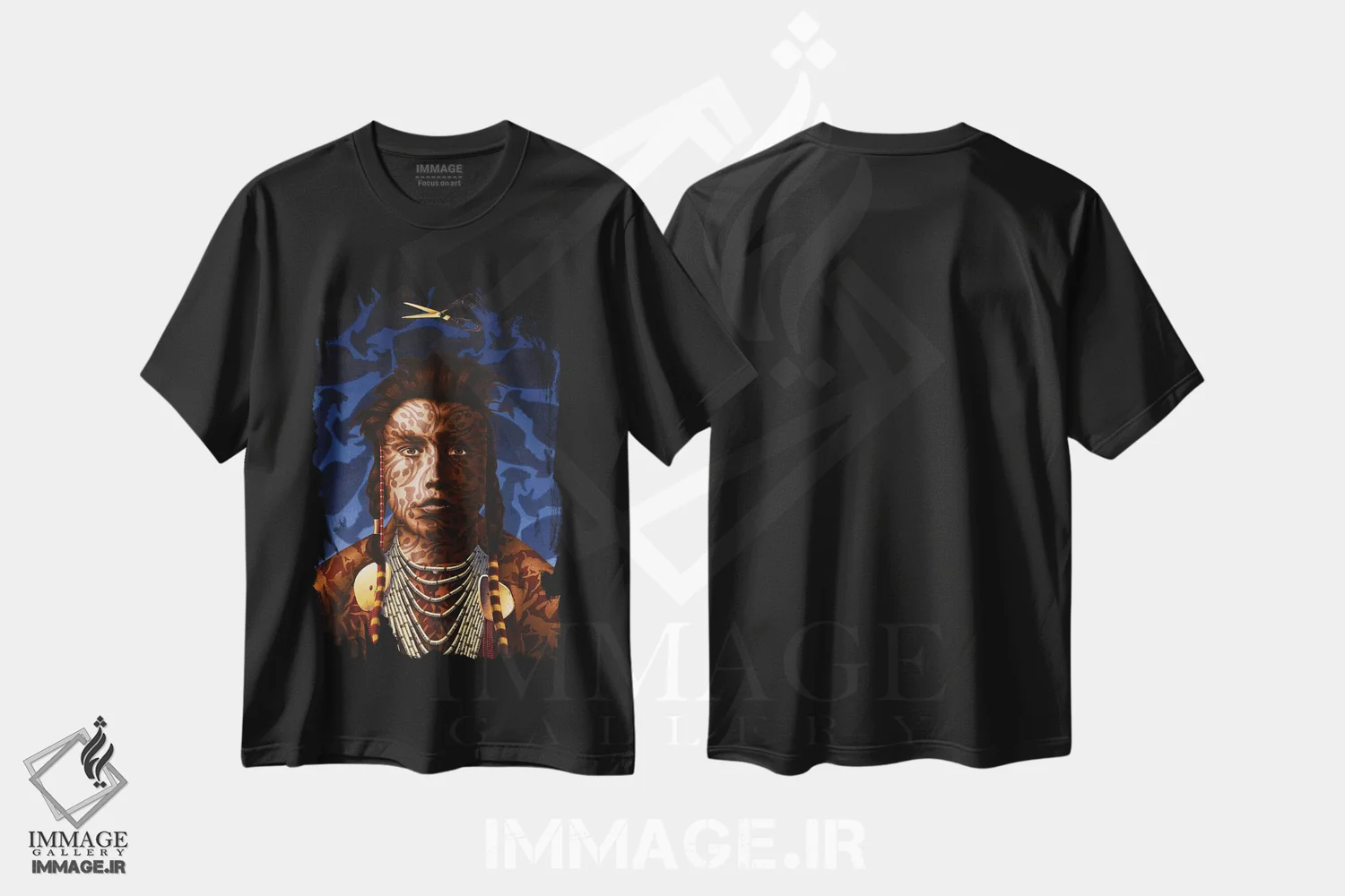 تیشرت مشکی طرح دار گل اسکاتلند، هنر فاخر معاصر اثر استیفن هال | immage.ir