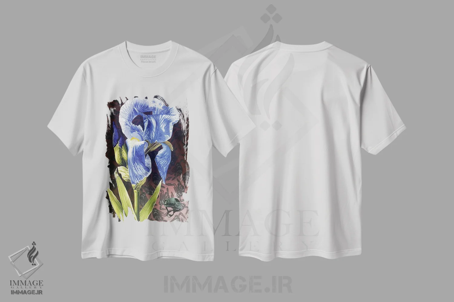 تیشرت سفید طرح دار بحران زنبق، هنر فاخر معاصر اثر استیفن هال | immage.ir