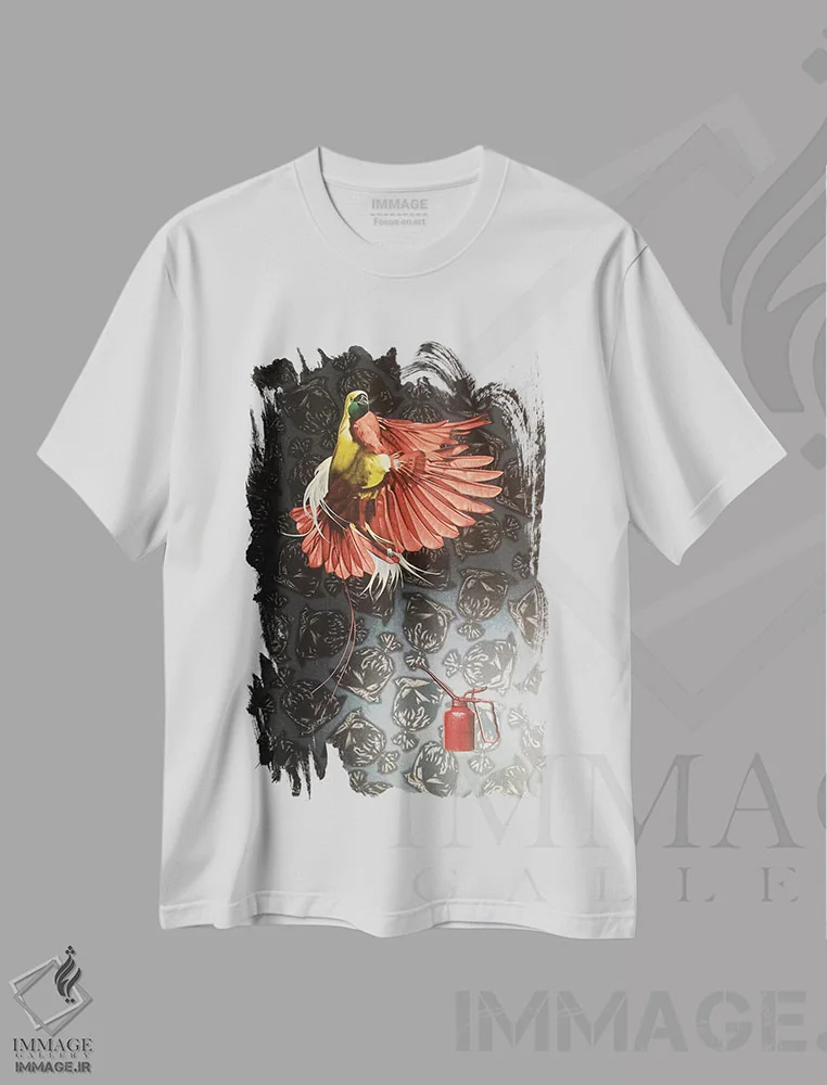 تیشرت سفید طرح دار بهشت گمشده، هنر فاخر معاصر اثر استیفن هال | فروشگاه ایماژ