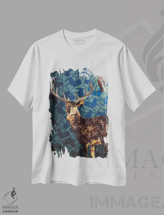 تیشرت سفید طرح دار آماده، هنر فاخر معاصر اثر استیفن هال | immage.ir