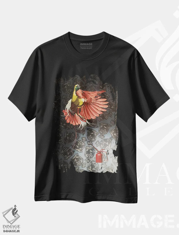 تیشرت مشکی طرح دار بهشت گمشده، هنر فاخر معاصر اثر استیفن هال | immage.ir