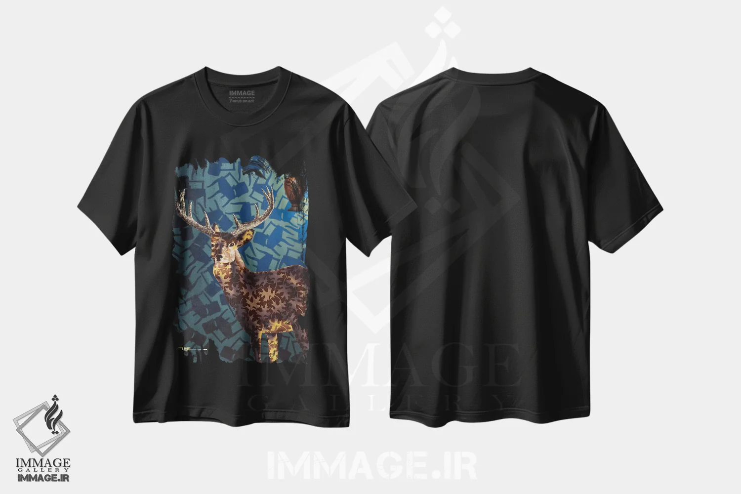 تیشرت مشکی طرح دار آماده، هنر فاخر معاصر اثر استیفن هال | فروشگاه ایماژ