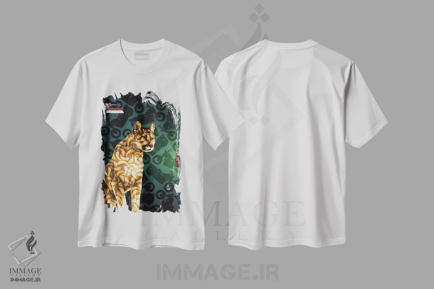 تیشرت سفید طرح دار غرش، هنر فاخر معاصر اثر استیفن هال | immage.ir