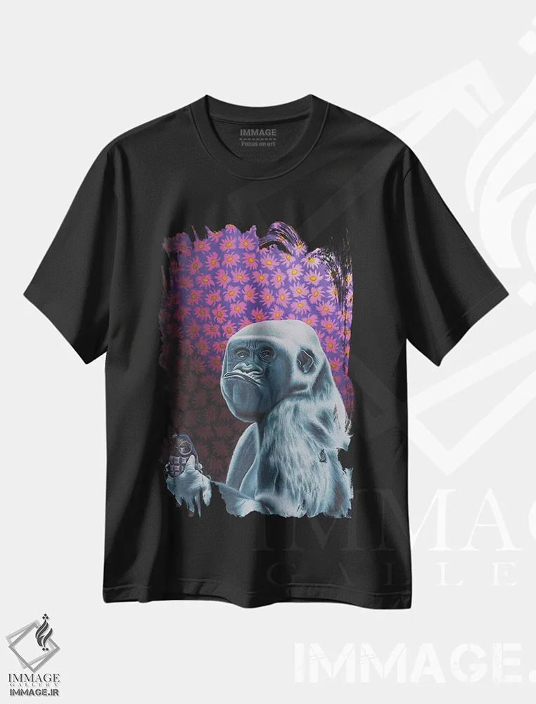 تیشرت مشکی طرح دار تیک تیک تیک، هنر فاخر معاصر اثر استیفن هال | فروشگاه ایماژ