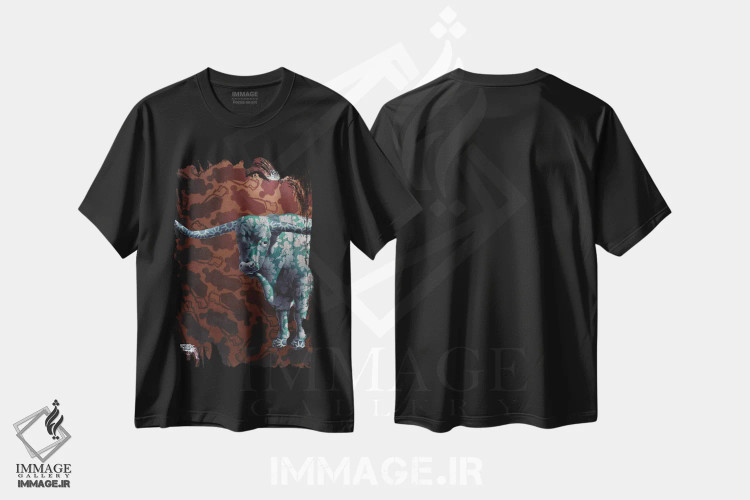 تیشرت مشکی طرح دار غرش/نزاع، هنر فاخر معاصر اثر استیفن هال | فروشگاه ایماژ