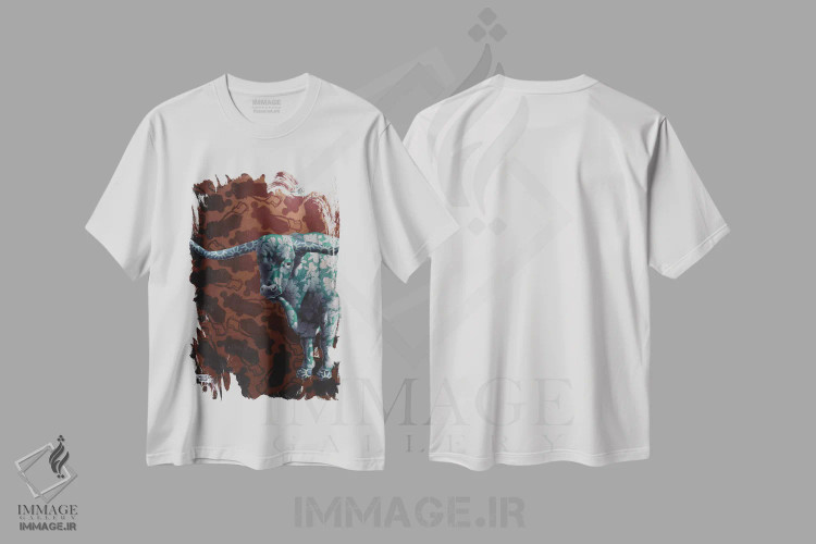 تیشرت سفید طرح دار غرش/نزاع، هنر فاخر معاصر اثر استیفن هال | immage.ir