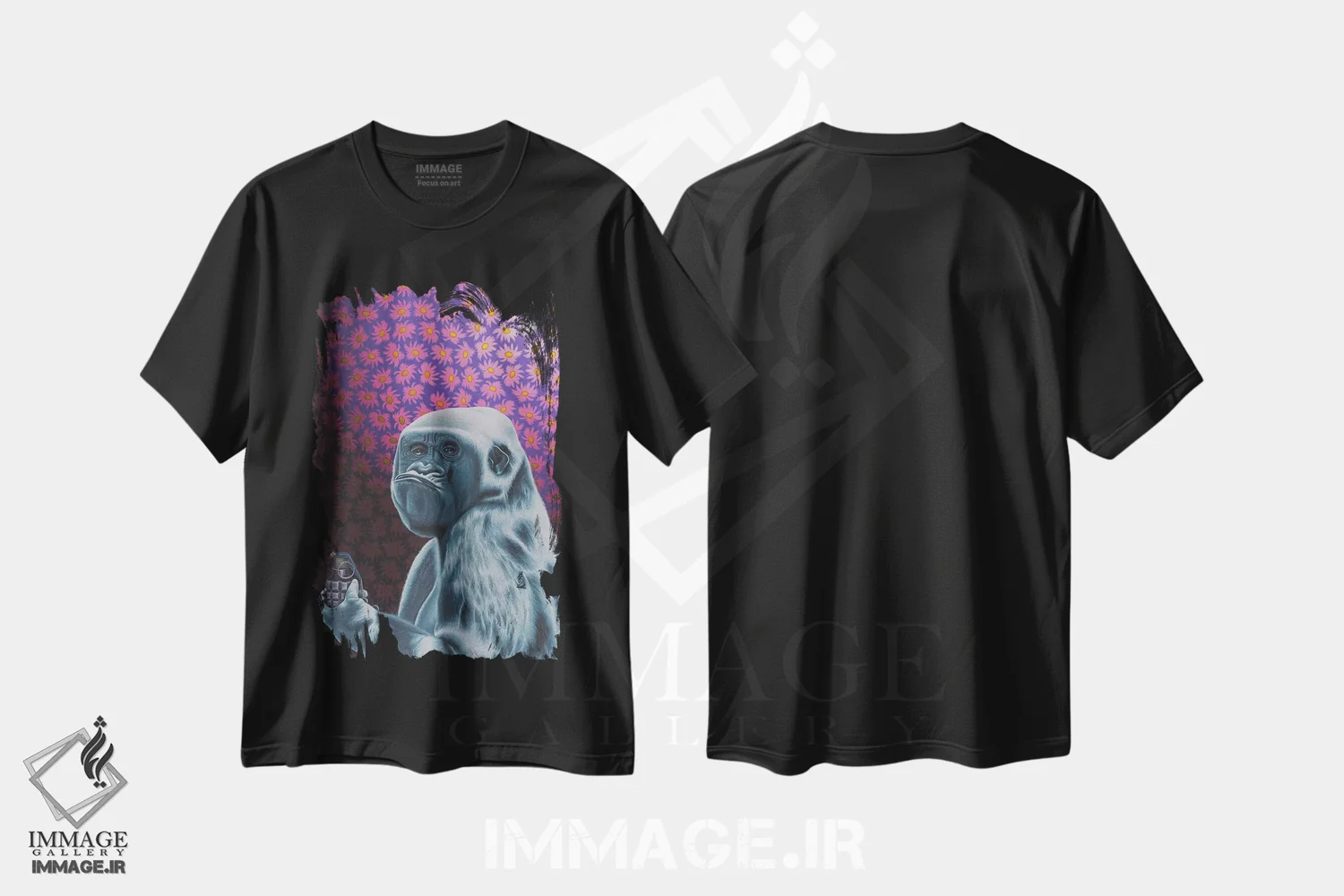 تیشرت مشکی طرح دار تیک تیک تیک، هنر فاخر معاصر اثر استیفن هال | فروشگاه ایماژ