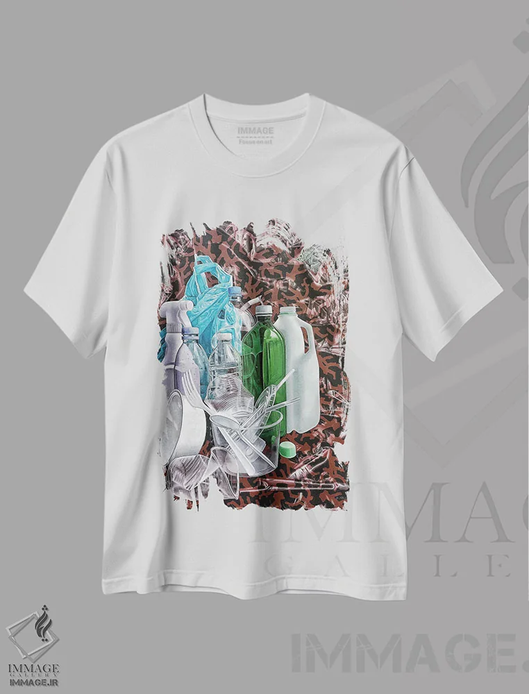 تیشرت سفید طرح دار اقیانوس بدون چربی، هنر فاخر معاصر اثر استیفن هال | فروشگاه ایماژ