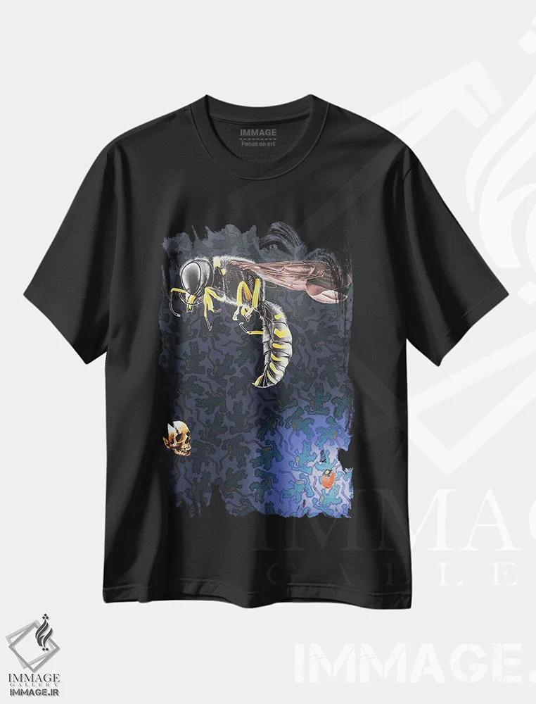 تیشرت مشکی طرح دار زمان تمام شد!!، هنر فاخر معاصر اثر استیفن هال | immage.ir