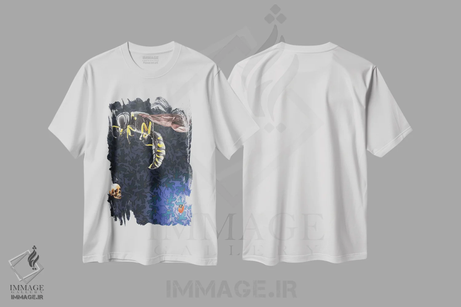 تیشرت سفید طرح دار زمان تمام شد!!، هنر فاخر معاصر اثر استیفن هال | فروشگاه ایماژ