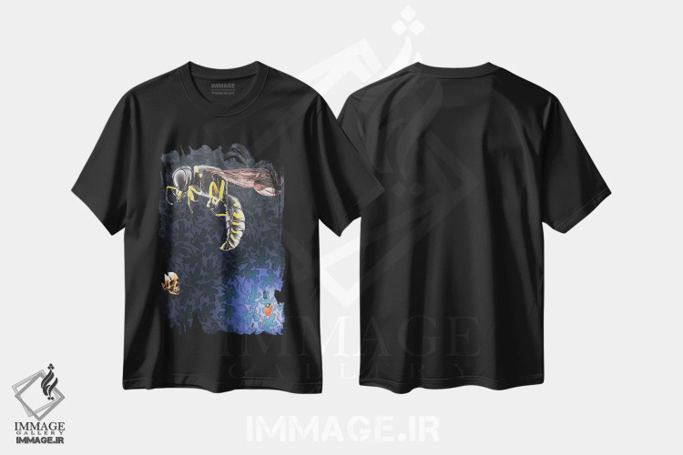 تیشرت مشکی طرح دار زمان تمام شد!!، هنر فاخر معاصر اثر استیفن هال | immage.ir