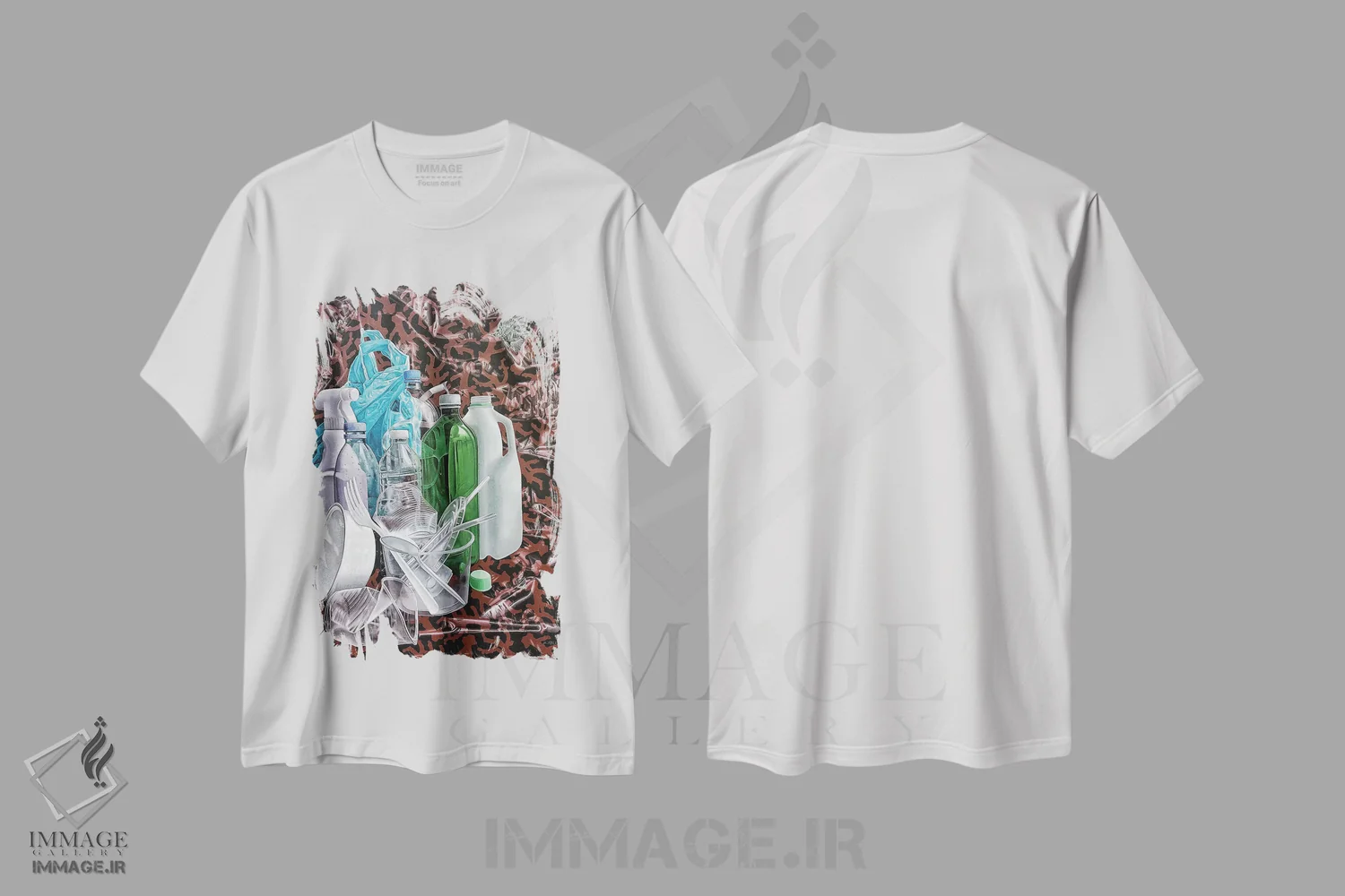 تیشرت سفید طرح دار اقیانوس بدون چربی، هنر فاخر معاصر اثر استیفن هال | فروشگاه ایماژ