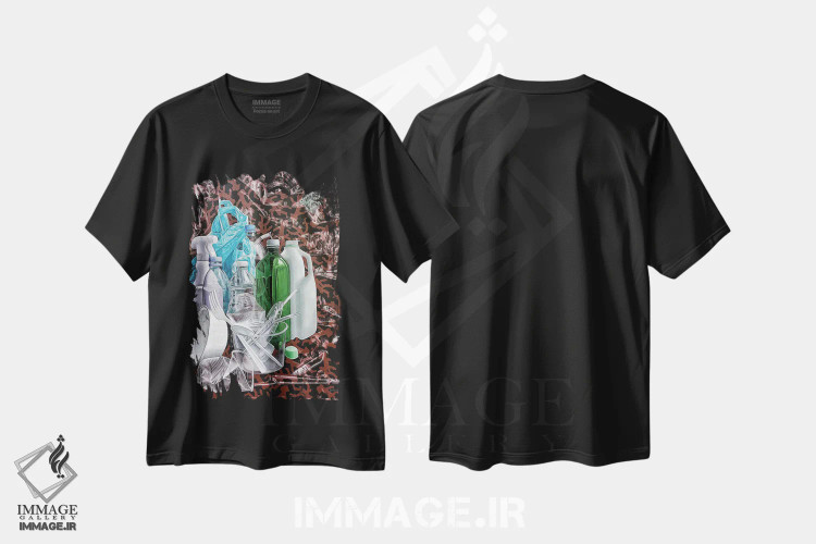 تیشرت مشکی طرح دار اقیانوس بدون چربی، هنر فاخر معاصر اثر استیفن هال | immage.ir