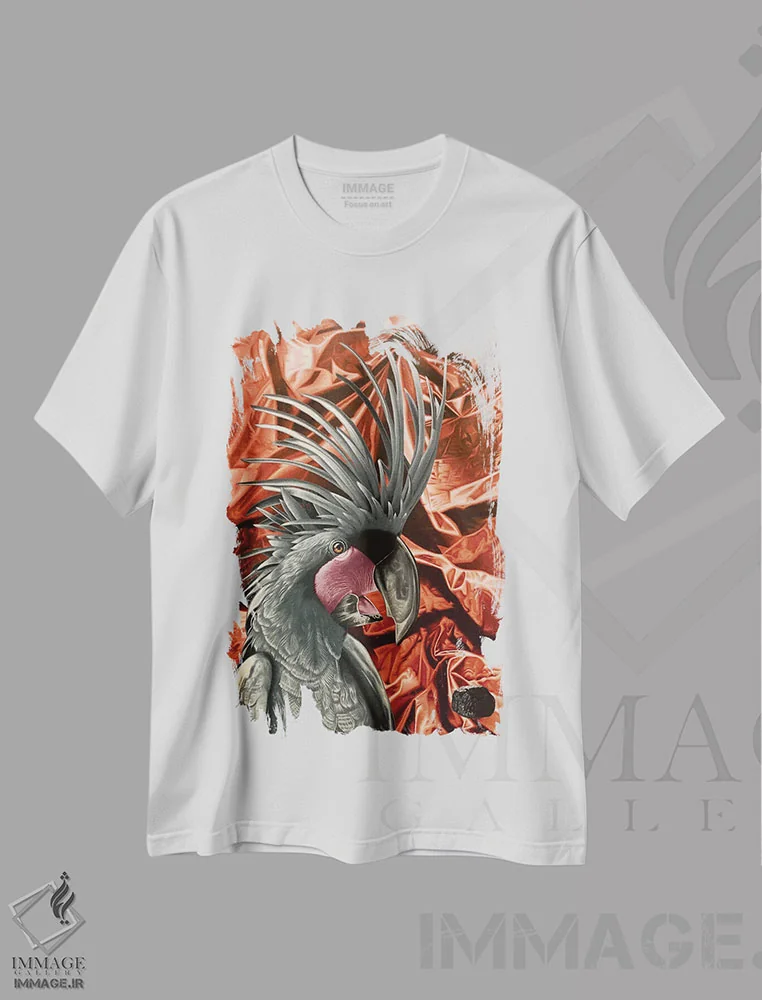 تیشرت سفید طرح دار سوخت فسیلی آک، هنر فاخر معاصر اثر استیفن هال | immage.ir