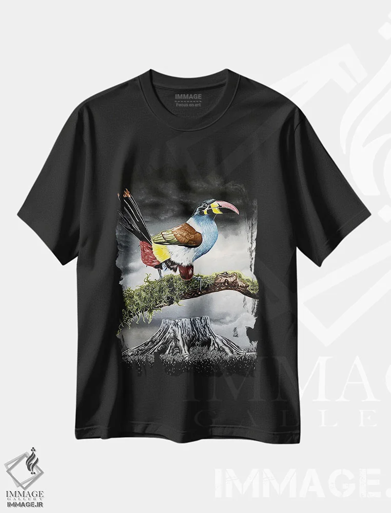 تیشرت مشکی طرح دار بدون درخت، هنر فاخر معاصر اثر استیفن هال | فروشگاه ایماژ