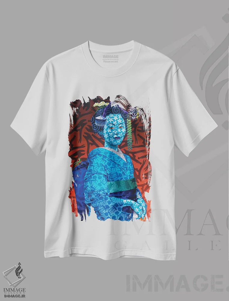 تیشرت سفید طرح دار زیبایی و حقیقت زشت، دکور آسیایی اثر استیفن هال | فروشگاه ایماژ