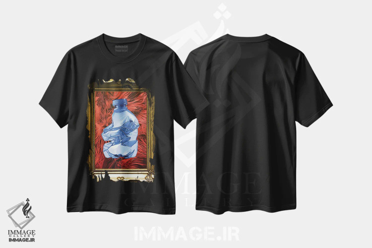 تیشرت مشکی طرح دار پرترهٔ ضایعات، دکور معاصر اثر استیفن هال | فروشگاه ایماژ