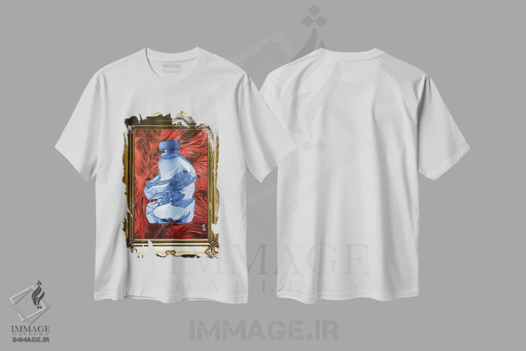 تیشرت سفید طرح دار پرترهٔ ضایعات، دکور معاصر اثر استیفن هال | immage.ir