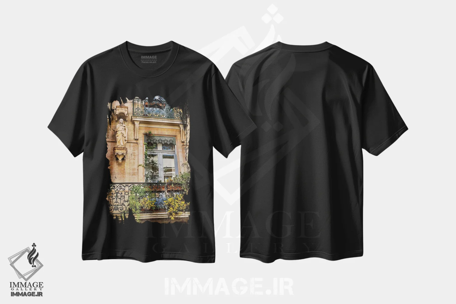 تیشرت مشکی طرح دار Toulouse, France,بالکن و در، تولوز، فرانسه، مدیوم اثر هولیس لونی | immage.ir