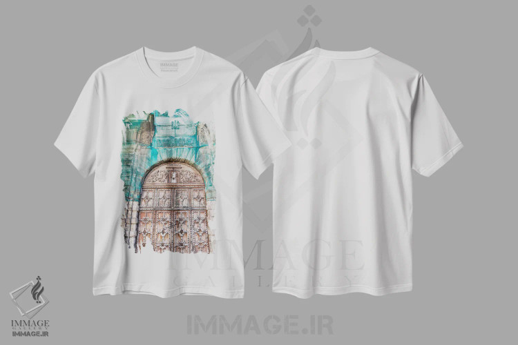 تیشرت سفید طرح دار Toulouse. Wooden doorway,فرانسه، تولوز، در چوبی، مدیوم اثر هولیس لونی | فروشگاه ایماژ