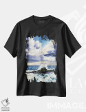 تیشرت مشکی طرح دار امواج و صخره ها II، دکور ساحلی اثر هوم لایک آرت | immage.ir