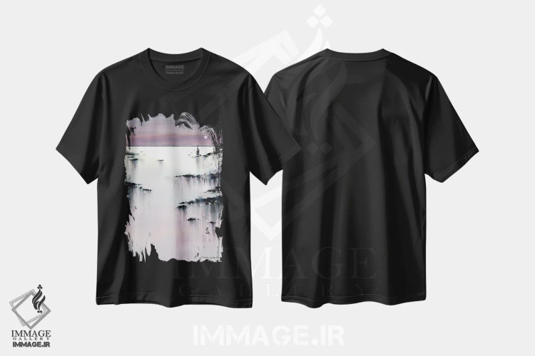 تیشرت مشکی طرح دار صورتی شامگاهی II، هنر فاخر معاصر اثر هوم لایک آرت | immage.ir