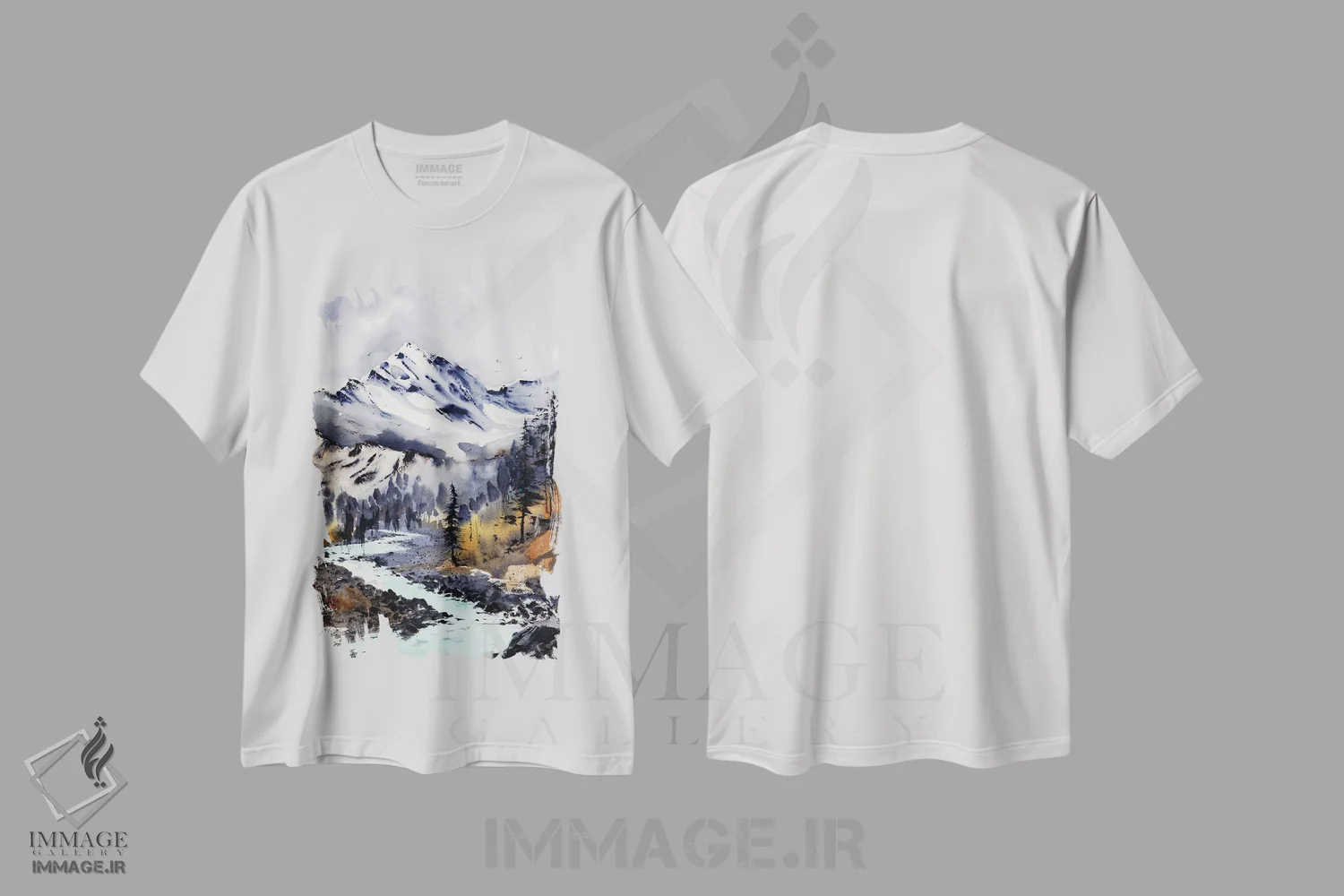 تیشرت سفید طرح دار رود فیروزه ای I، هنر فاخر معاصر اثر هوم لایک آرت | immage.ir