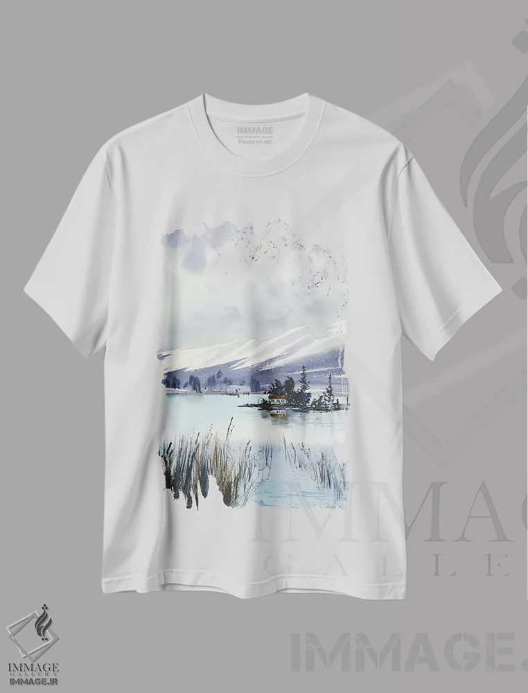 تیشرت سفید طرح دار کوه II، هنر فاخر معاصر اثر هوم لایک آرت | فروشگاه ایماژ