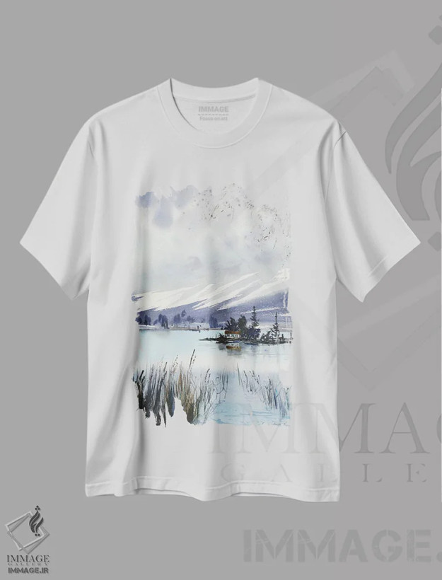 تیشرت سفید طرح دار کوه II، هنر فاخر معاصر اثر هوم لایک آرت | فروشگاه ایماژ