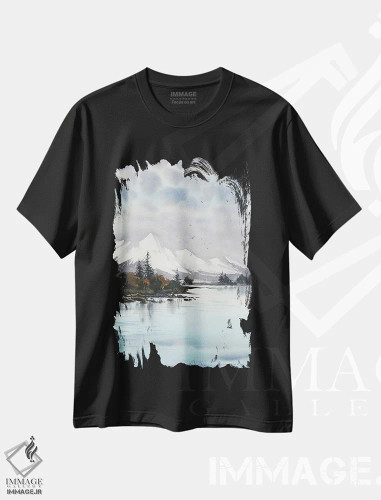 تیشرت مشکی طرح دار کوه I، هنر فاخر معاصر اثر هوم لایک آرت | فروشگاه ایماژ