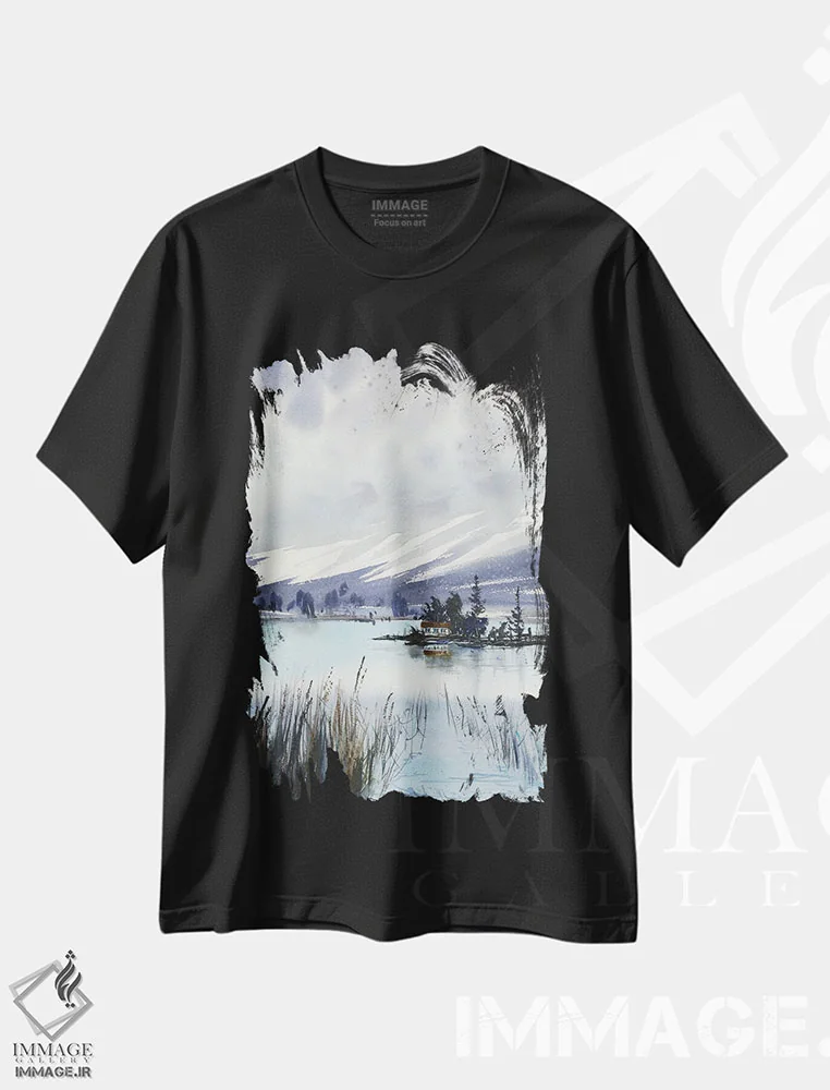 تیشرت مشکی طرح دار کوه II، هنر فاخر معاصر اثر هوم لایک آرت | immage.ir