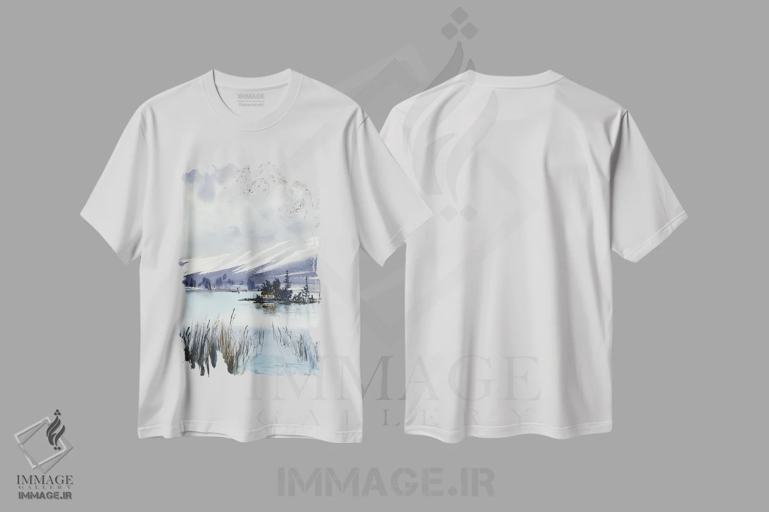 تیشرت سفید طرح دار کوه II، هنر فاخر معاصر اثر هوم لایک آرت | فروشگاه ایماژ