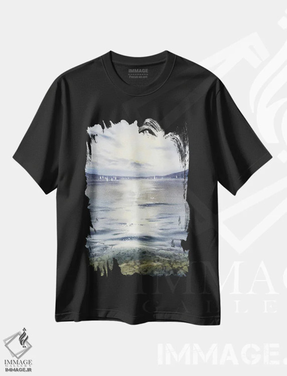 تیشرت مشکی طرح دار مسیر خورشیدی، هنر فاخر معاصر اثر هوم لایک آرت | فروشگاه ایماژ