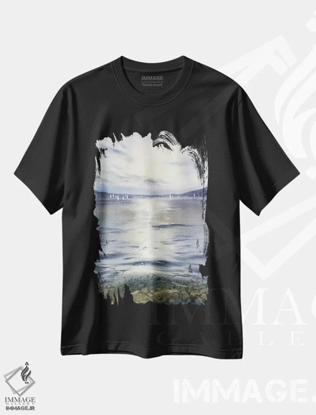 تیشرت مشکی طرح دار مسیر خورشیدی، هنر فاخر معاصر اثر هوم لایک آرت | فروشگاه ایماژ