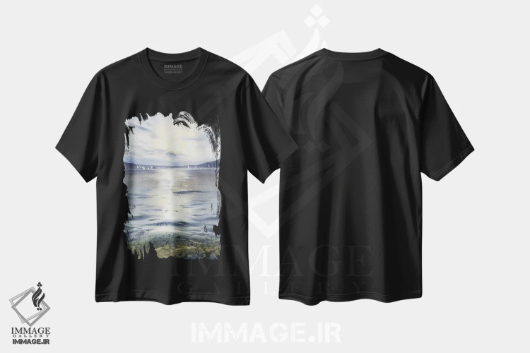 تیشرت مشکی طرح دار مسیر خورشیدی، هنر فاخر معاصر اثر هوم لایک آرت | فروشگاه ایماژ